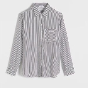 Reserved Black and White Vertical Stripe Button-Down Shirt